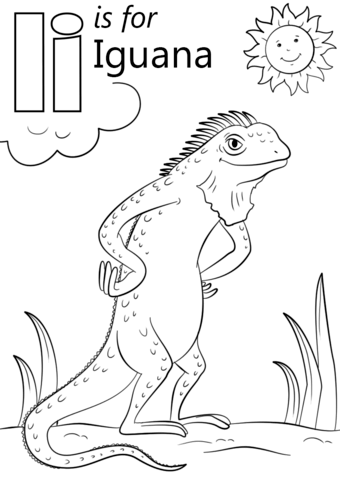 Letter I Is For Iguana Coloring Page